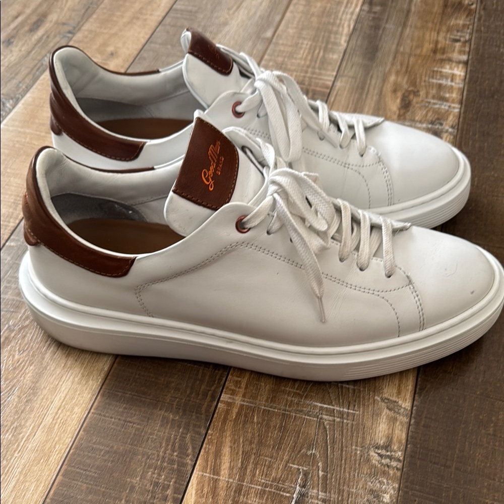 Men's White and Brown Sneakers
